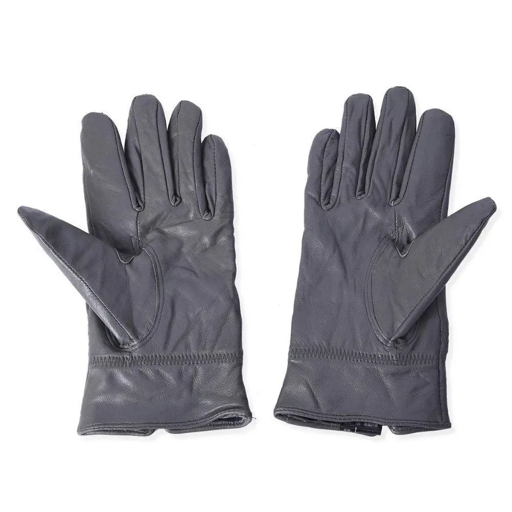 Gray Leather Quilted Pattern Touchscreen Gloves